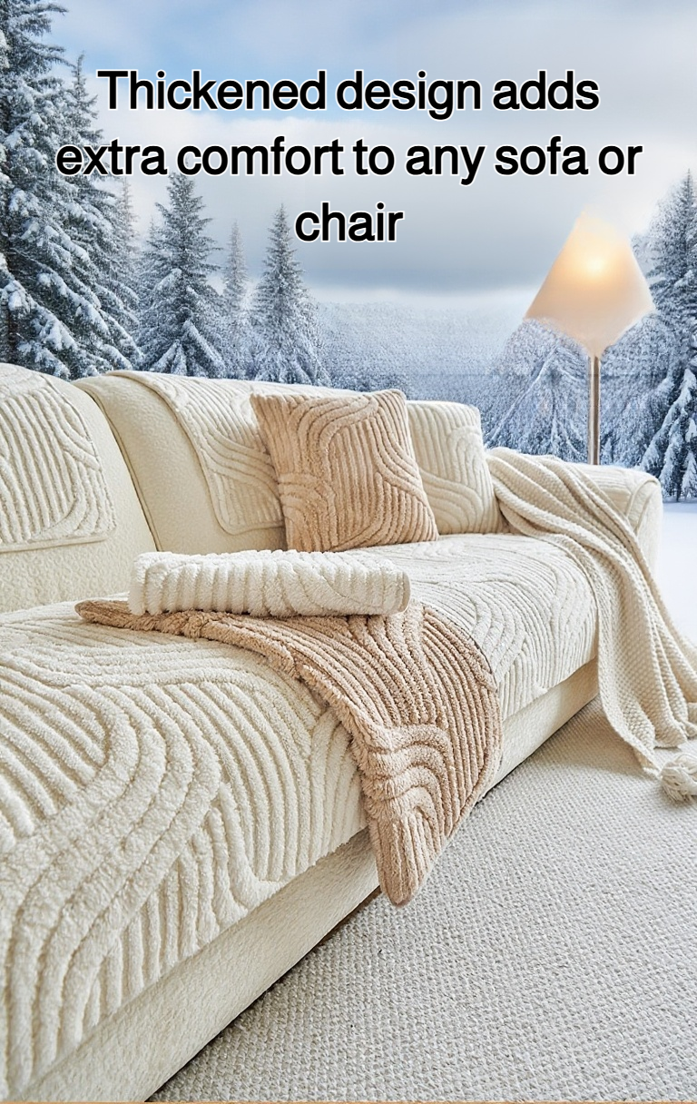 Cotton velvet plush thickened sofa cover in living room