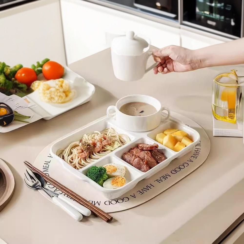 Ceramic compartmentalized dinner plate