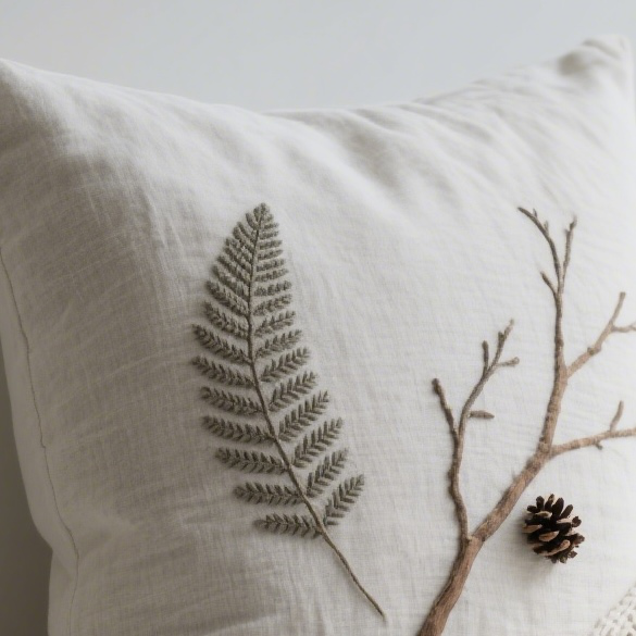 Cojines de lino con elementos botánicos para sofá de sala (paquete de 2)