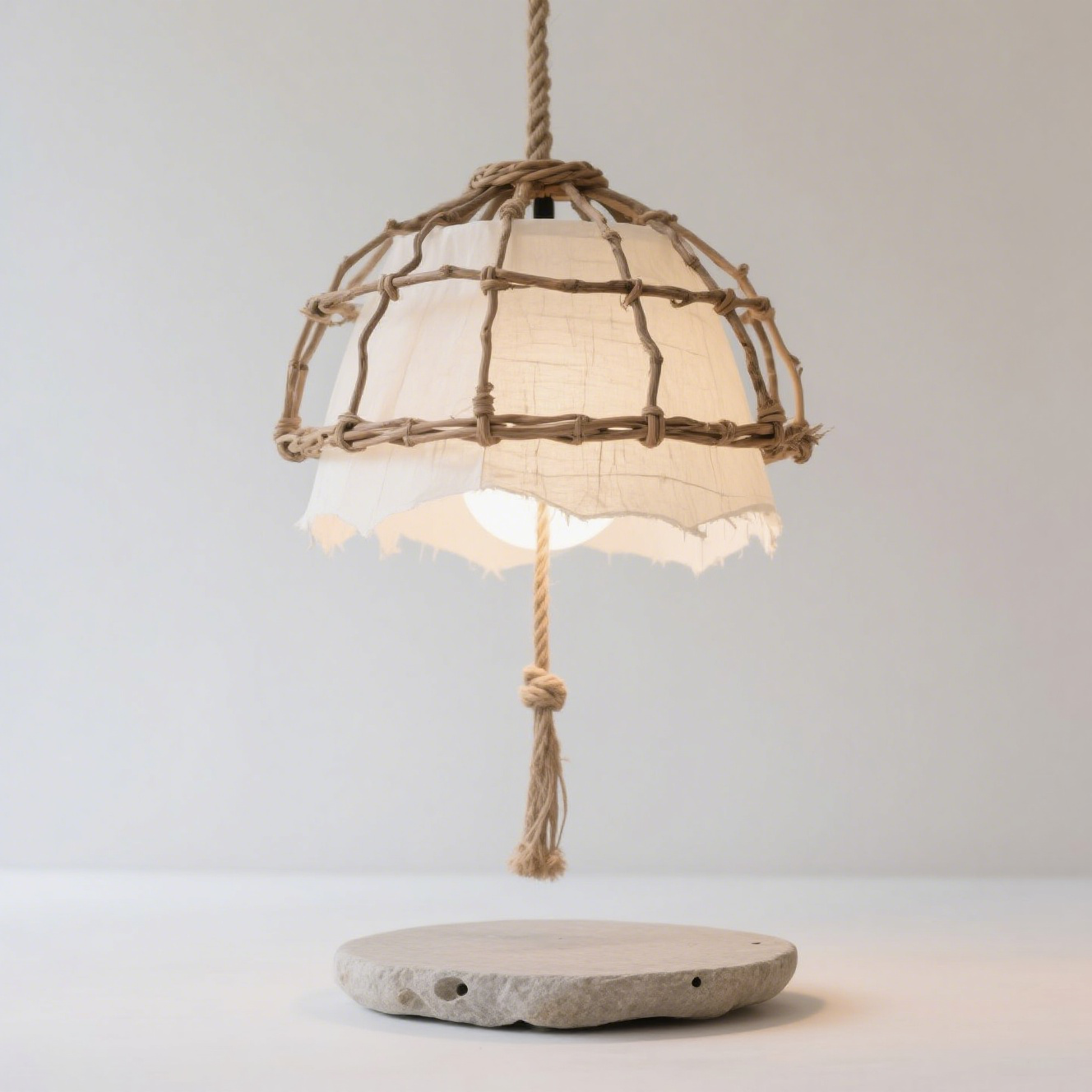 Detalle de la lámpara colgante minimalista para dormitorio