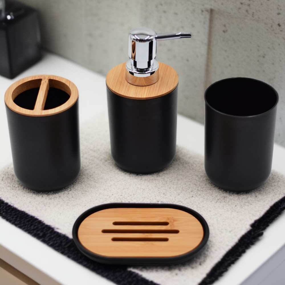 욕실 세면도구 대나무 수납 세트