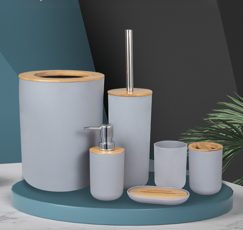 대나무 욕실 세면도구 수납 세트 전체 이미지