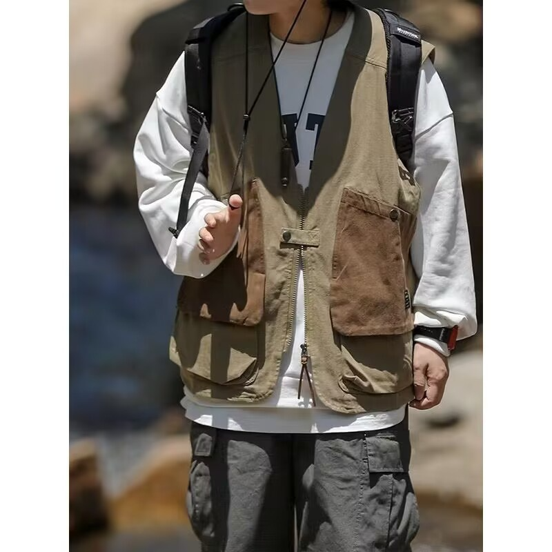 남성 루즈핏 기능성 나시 멀티 포켓 지퍼 민소매 빈티지 카고 베스트