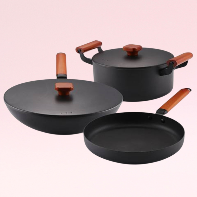 선물세트 냄비 라오티 헬스 웍 프라이팬 수프 냄비 프라이팬 프라이팬 5종 무연 노스틱 세트