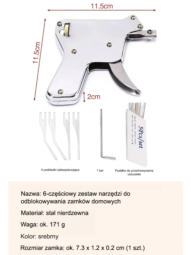 6-częściowe narzędzie do otwierania zamków domowych