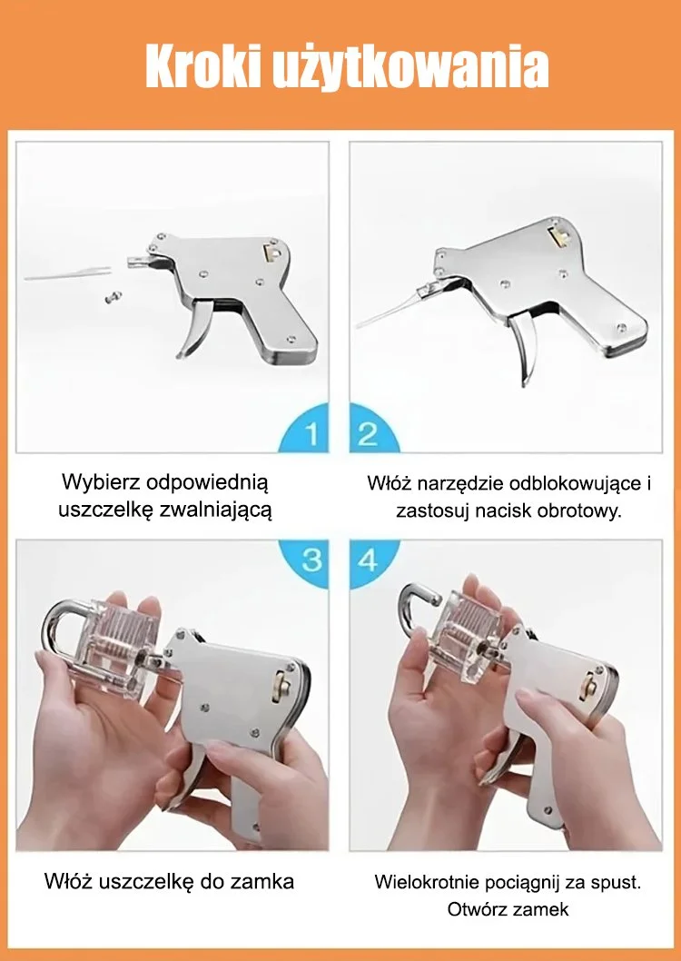 Zbliżenie na różne końcówki narzędzi do zamków