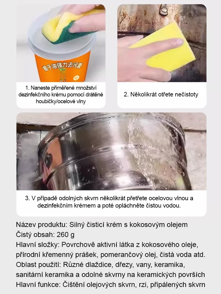 Silný čisticí krém s kokosovým olejem