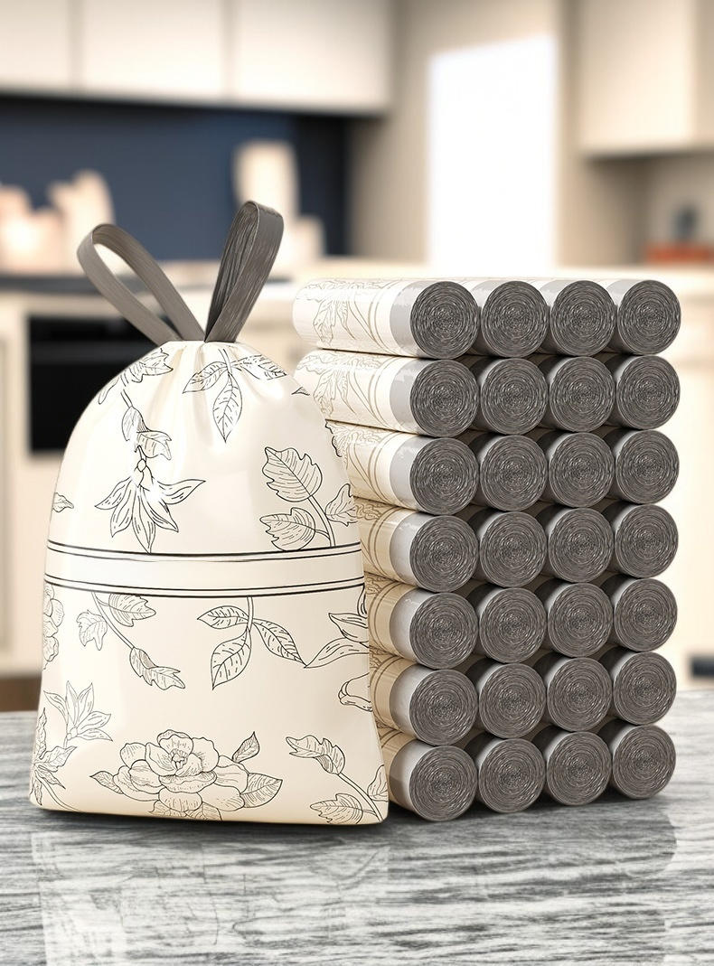 두꺼운 끈이 달린 쓰레기 봉투