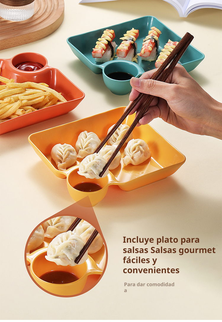 Stylish plate for dumplings with sauce separation