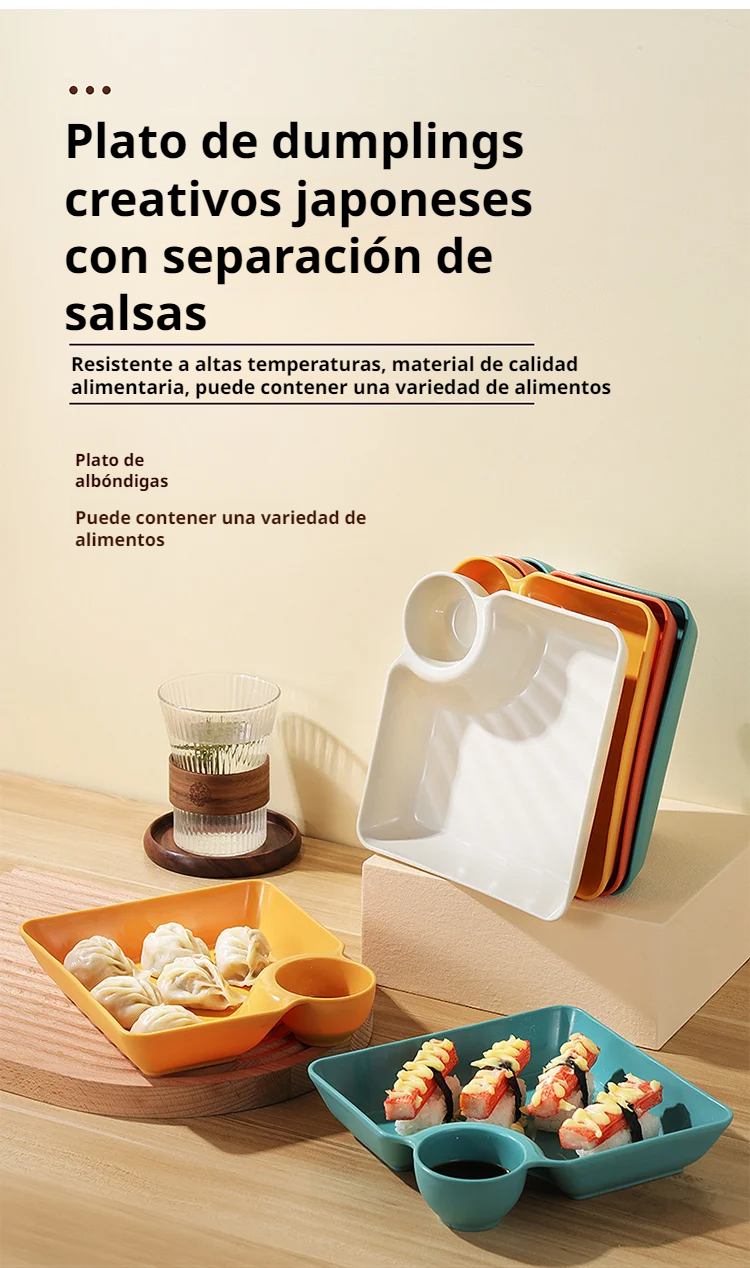Creative dumpling plate with separate sauce compartments