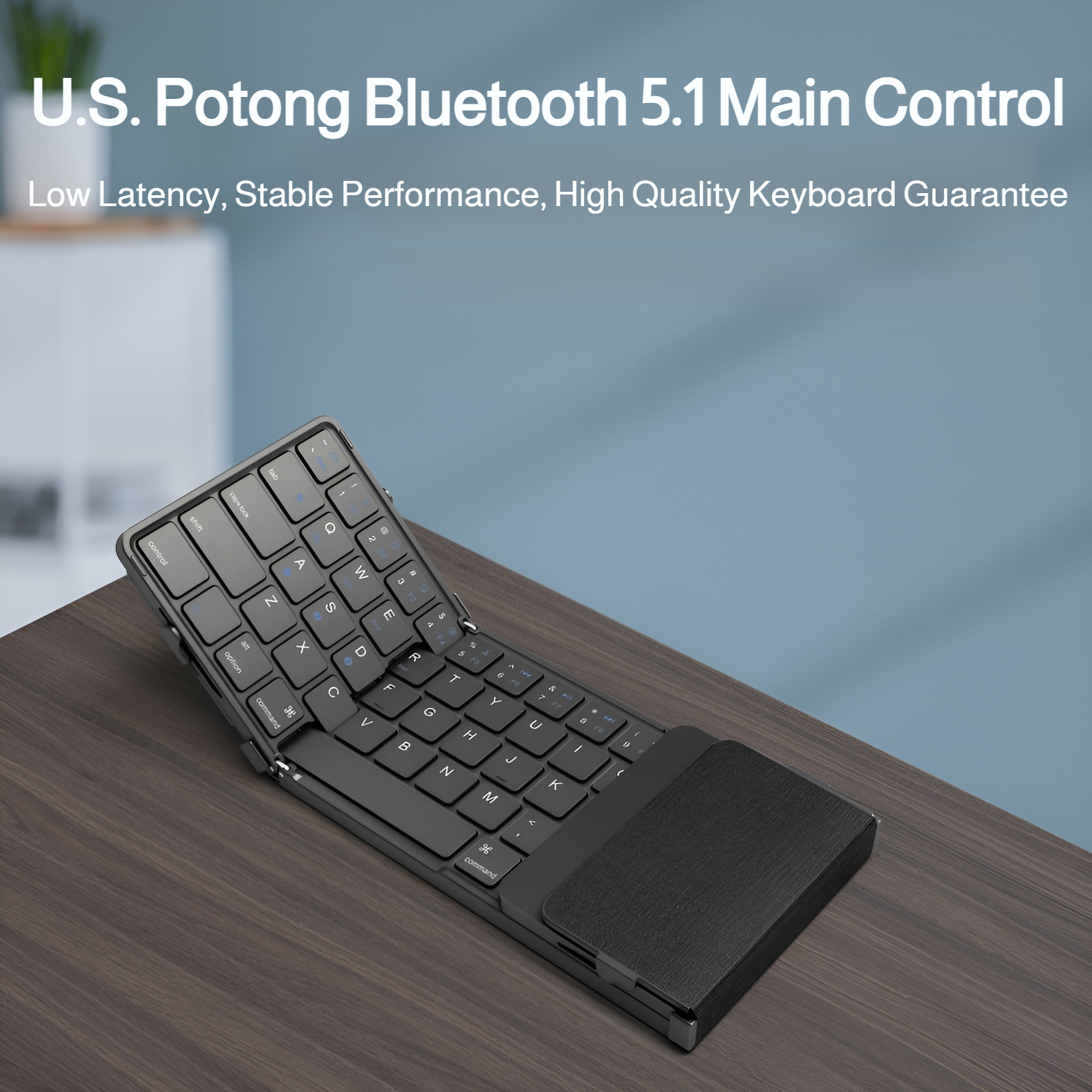 Teclado Bluetooth plegable doble con touchpad visto desde arriba