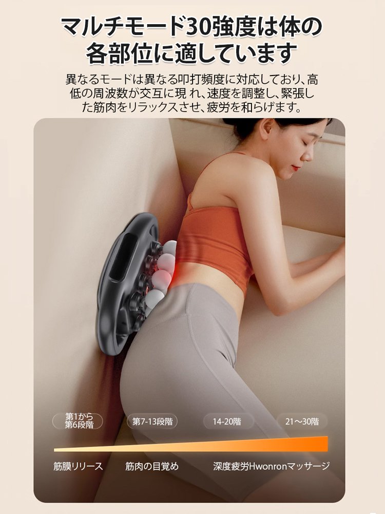 16頭筋膜ガンは強力で広範囲に全身をマッサージします。