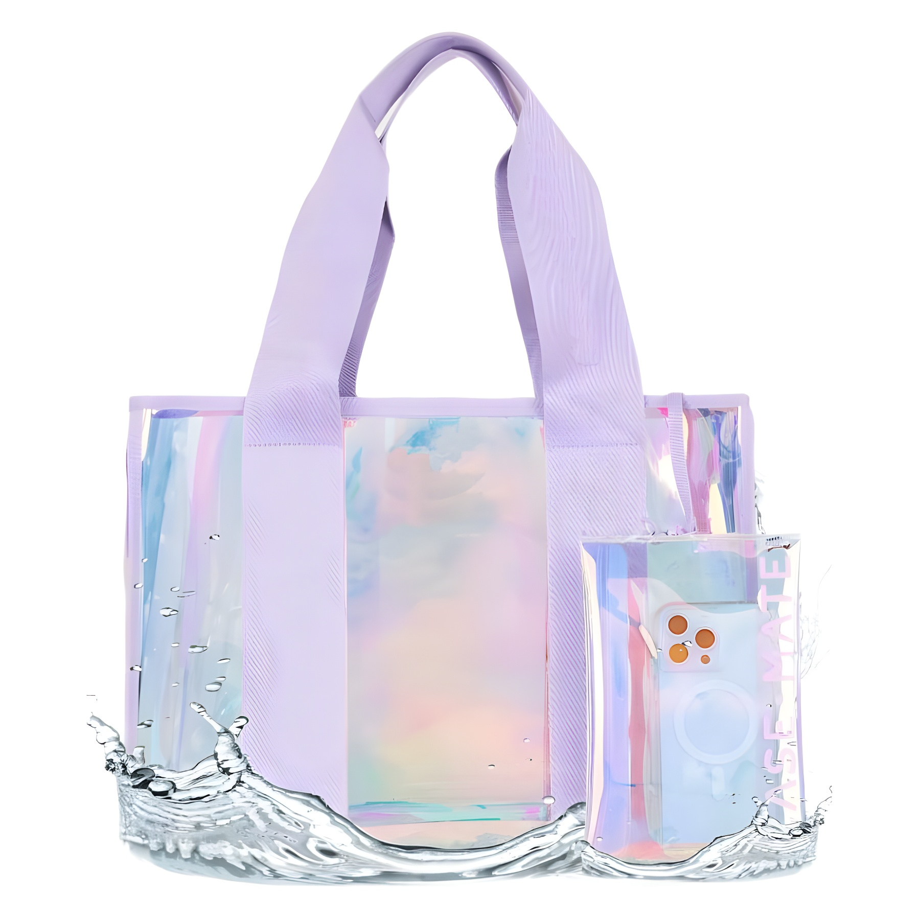 防水カラフルPVCビーチバッグハンギングバッグセットレディース夏新作大容量ビーチバッグ