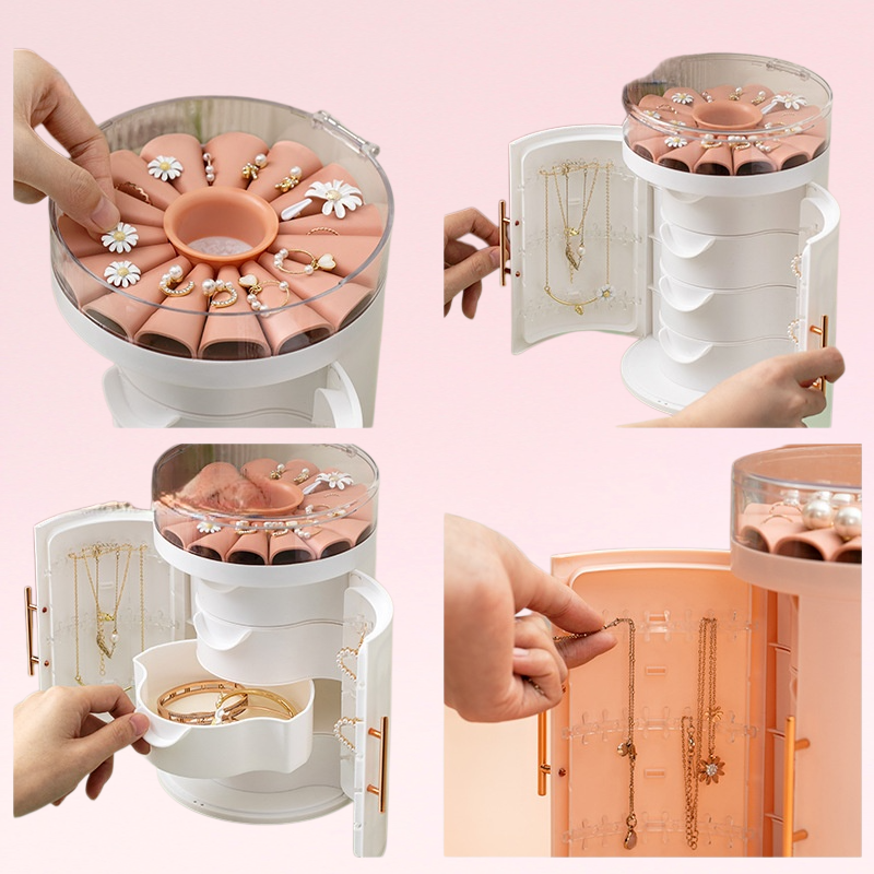 กล่องเก็บเครื่องสำอางอเนกประสงค์ความจุขนาดใหญ่กล่องใส่เครื่องประดับ 5 ชั้น