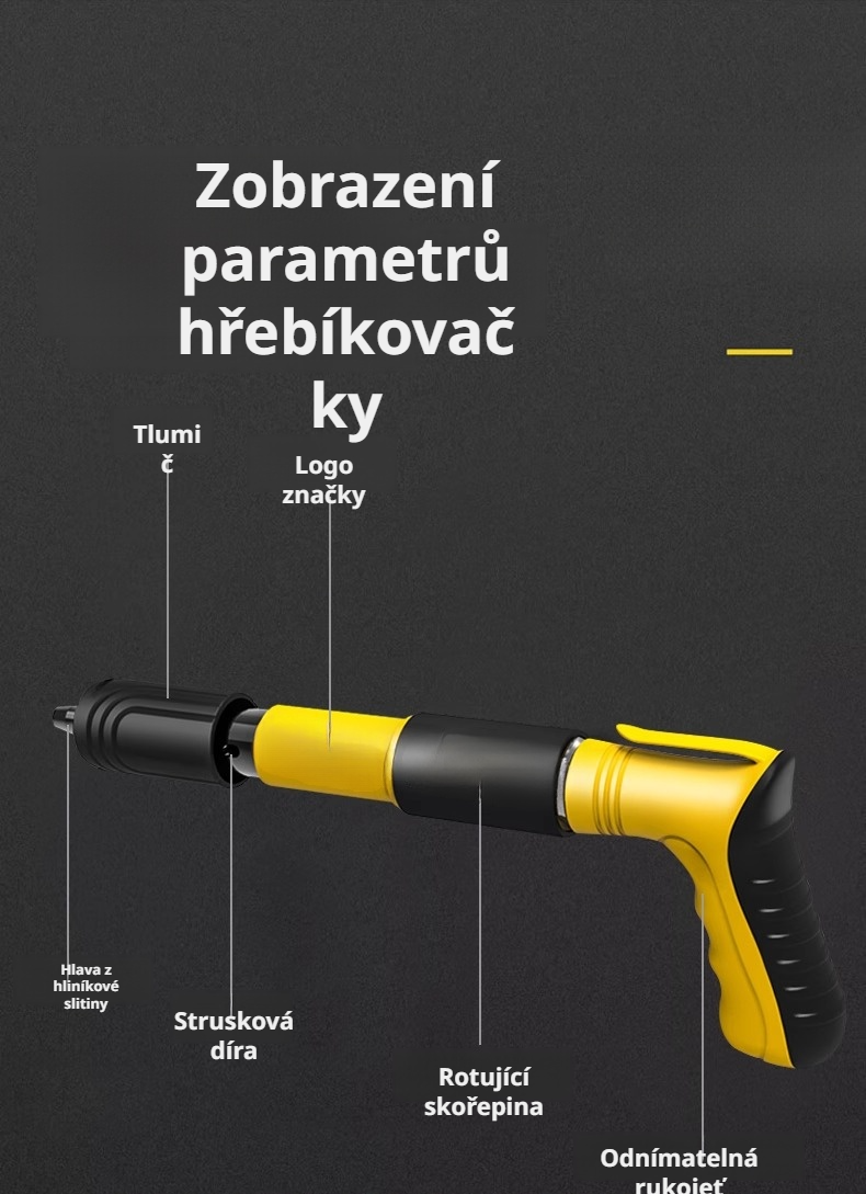 Výkonná hřebíkovací pistole v moderní domácí dílně