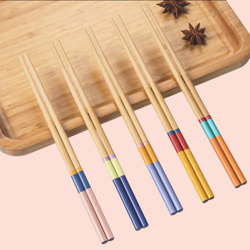 家庭用竹製箸10膳 楠竹プリント箸