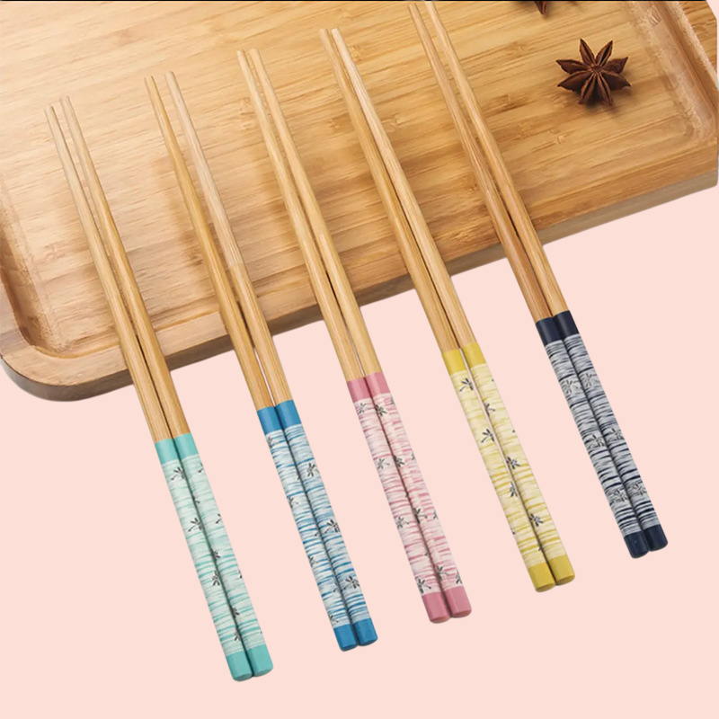 家庭用竹製箸10膳 楠竹プリント箸