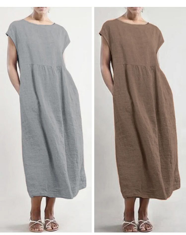 ベルト付き綿麻ワンピースデザイン