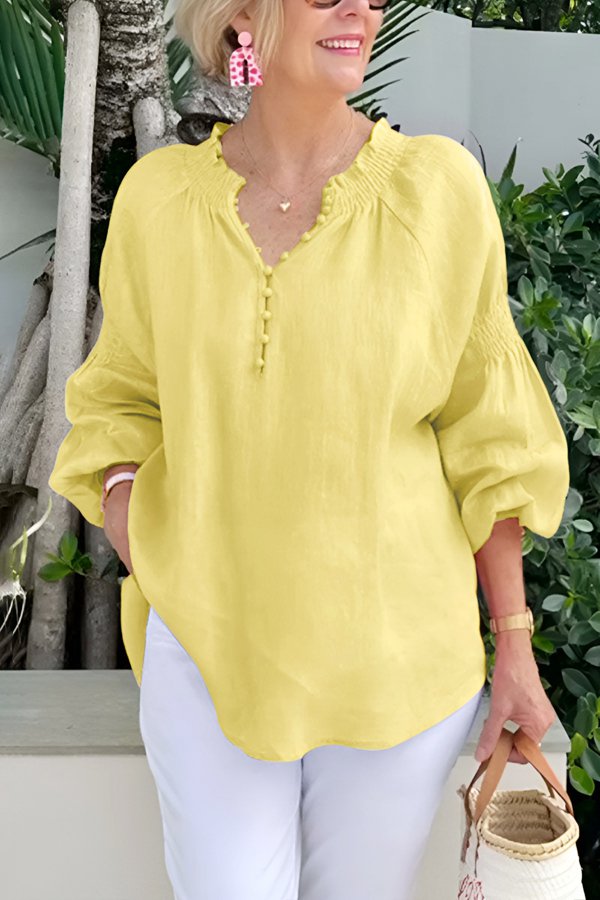 Women's collar solid color long sleeve shirt