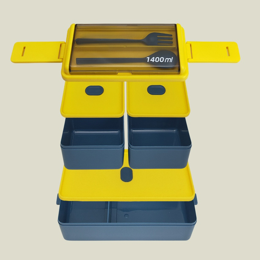 식기 가 달린 이중 플라스틱 분격 도시락