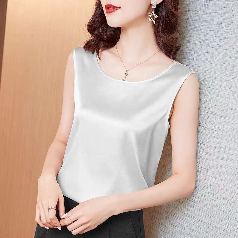 여성 이너 정장 이너 반소매 인조 실크 셔츠