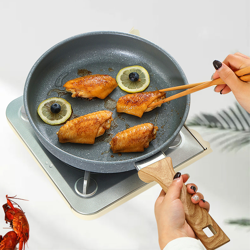 フライパン 麦飯石ステーキフライパン 多機能家庭用パンケーキフライパン ノンスティックパン 滑らか ユニバーサル 軽量 お手入れ簡単 丈夫 耐摩耗性