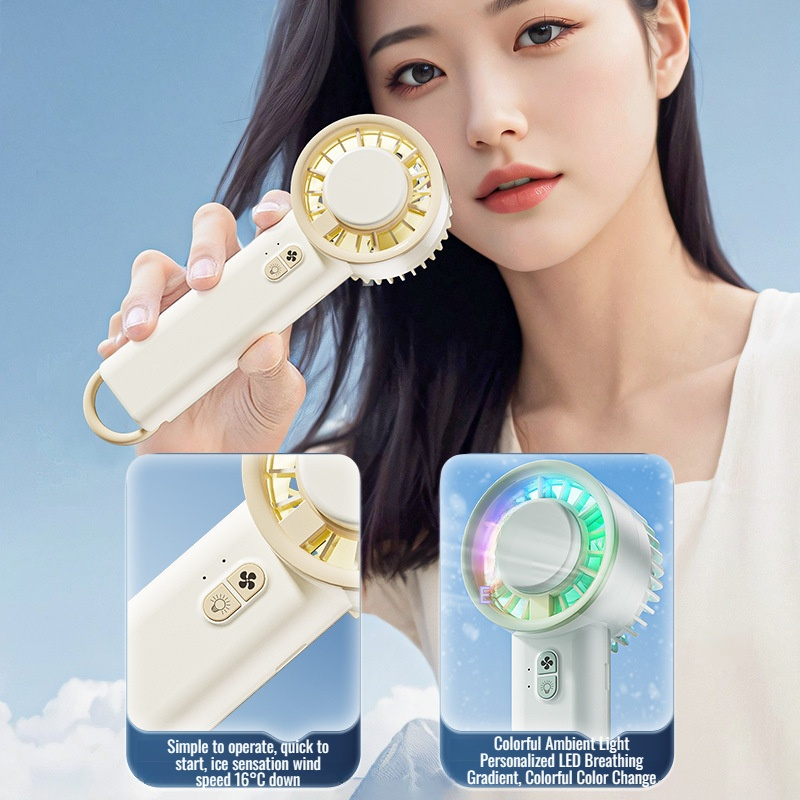 Student Mini Portable Desktop Fan Turbo Handheld Fan Walking Ambient Light Small Fan