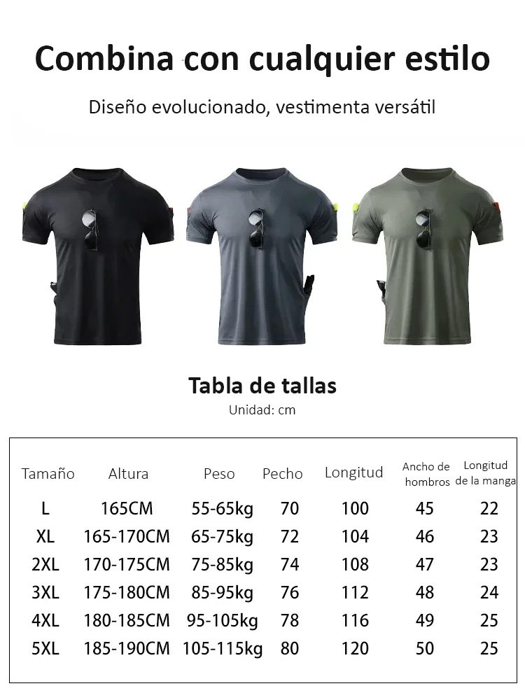 Camiseta táctica multibolsillos de secado rápido