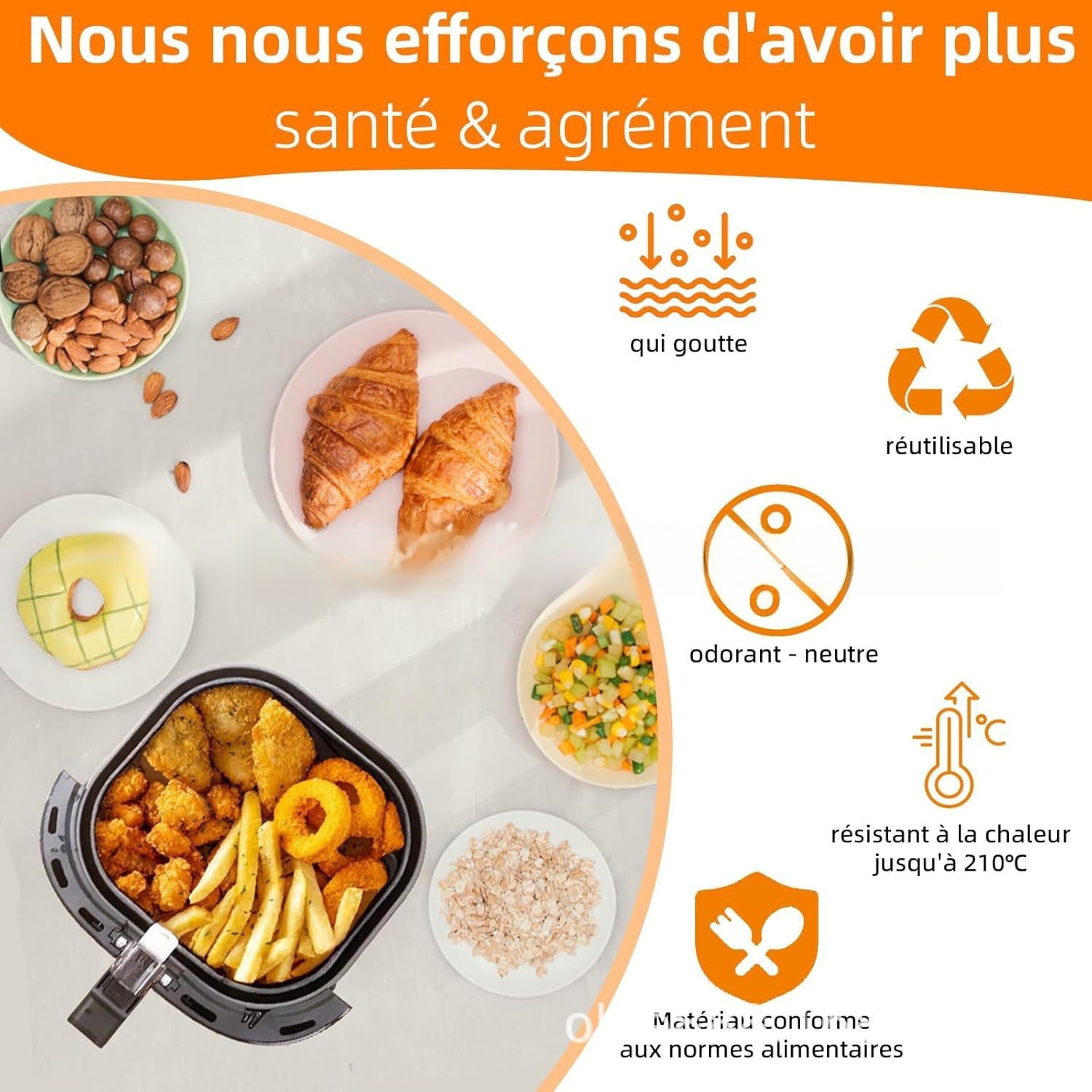 Bandeja reutilizable de silicona para cocinar sin aceite