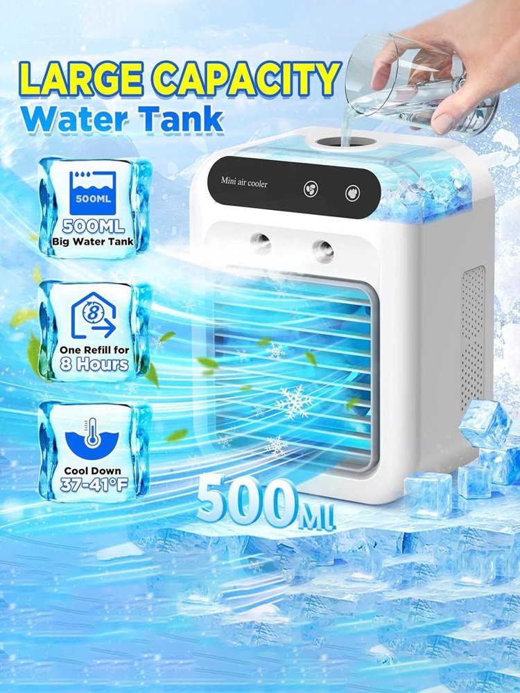 Portable air cooler with silent humidification