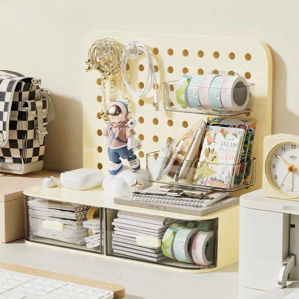 Support de rangement vertical de bureau, planche à trous, style crème, chambre à coucher, dortoir, t