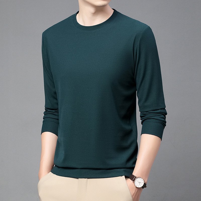 ワッフルロングスリーブメンズクルーネックインナーシャツ