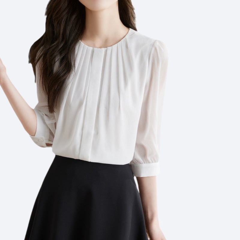 여성용 여름 7부 블라우스