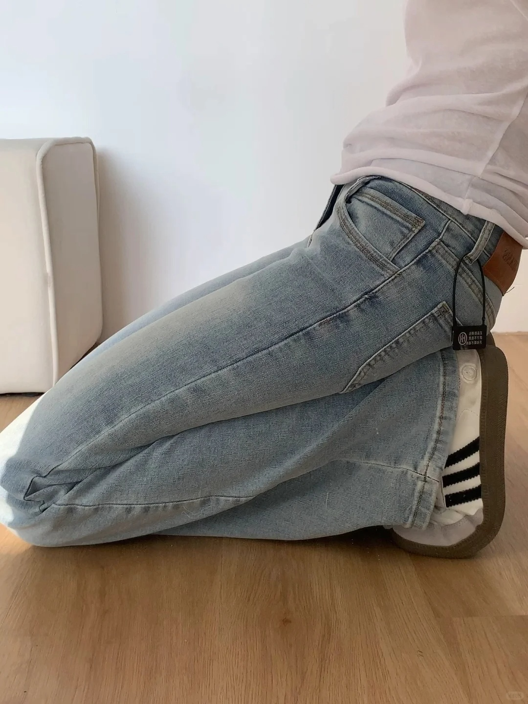 여성용 새로운 슬림핏 블루 그레이 플레어 진