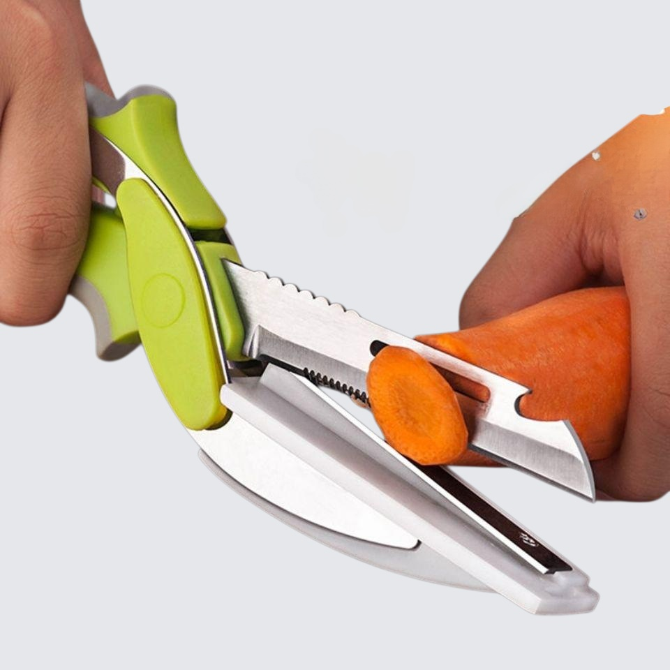 سكين ومقص طعام من الفولاذ المقاوم للصدأ ومقص مطبخ للفاكهة والخضروات