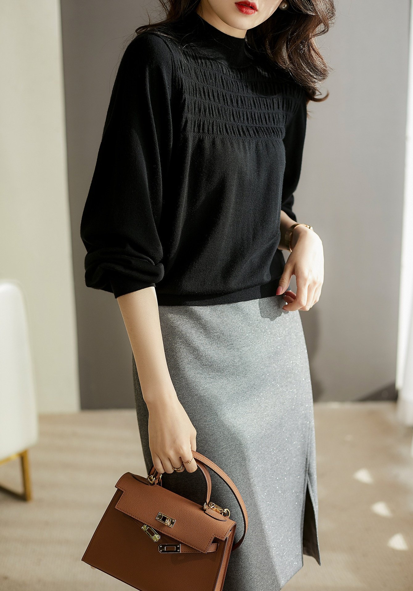 폴라넥 여성 니트, 따뜻한 착용감