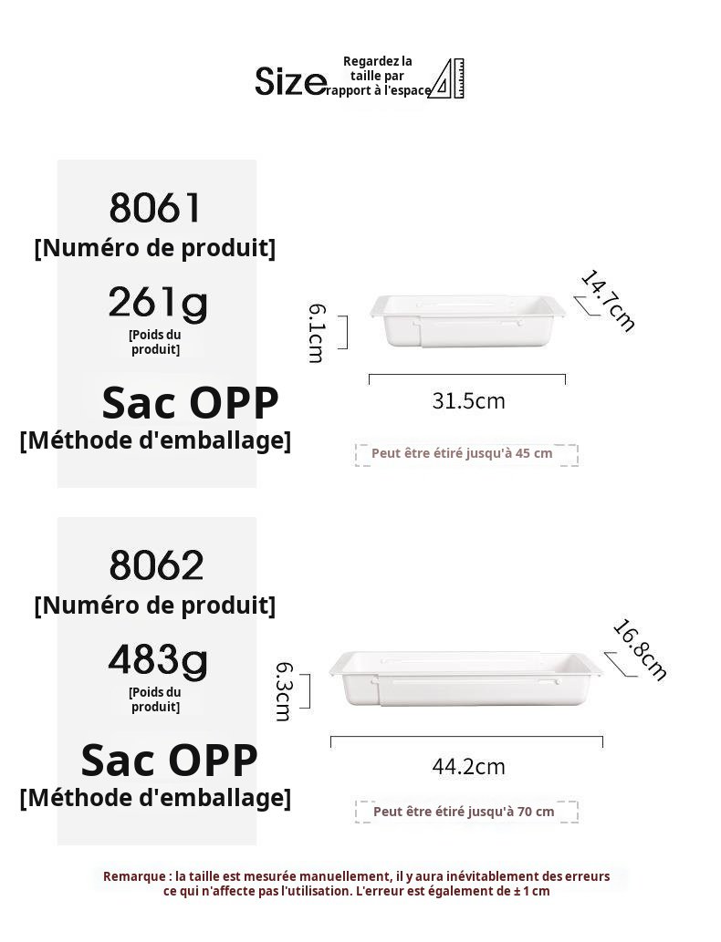Organisation des tiroirs avec boîte de rangement séparatrice