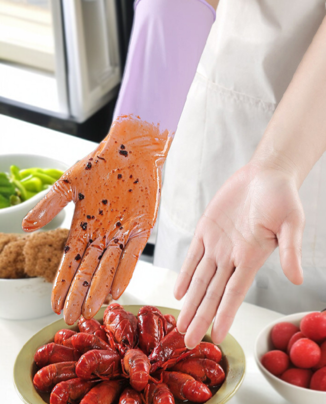 내마모성이 뛰어난 두꺼운 니트릴 장갑 근접 사진