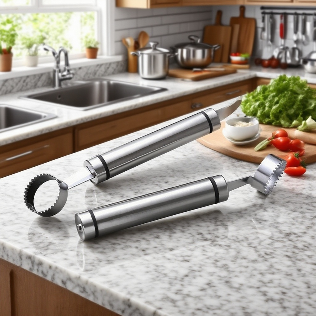 스테인리스 스틸 더블 헤드 과일 분할 공구 전체 모습