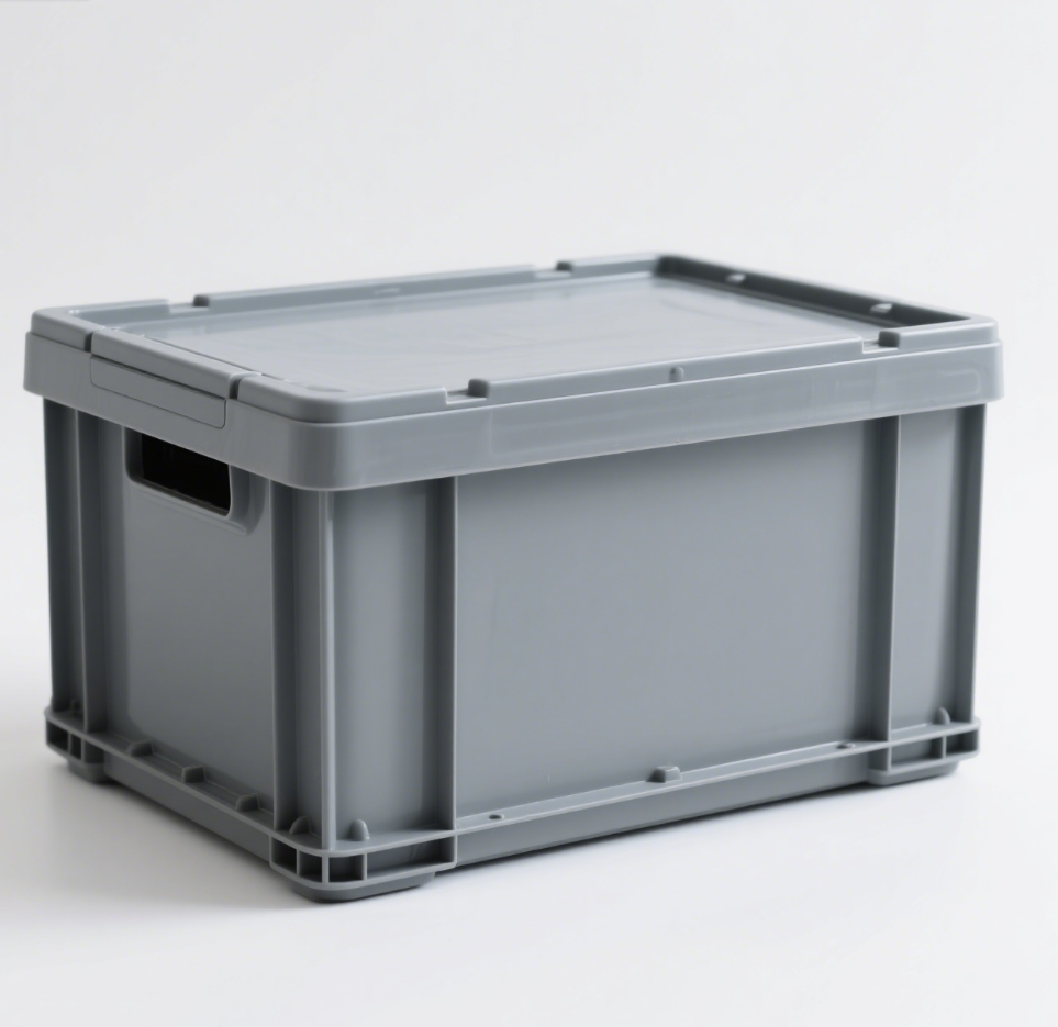 スタッキングプラスチック収納ボックス 蓋付き 耐久性があり、重ねて収納できる容器 安全なハンドル