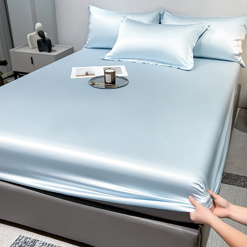 テンセルマットレスプロテクター ダブルベッドカバー ホームドミトリーベッド 帽子