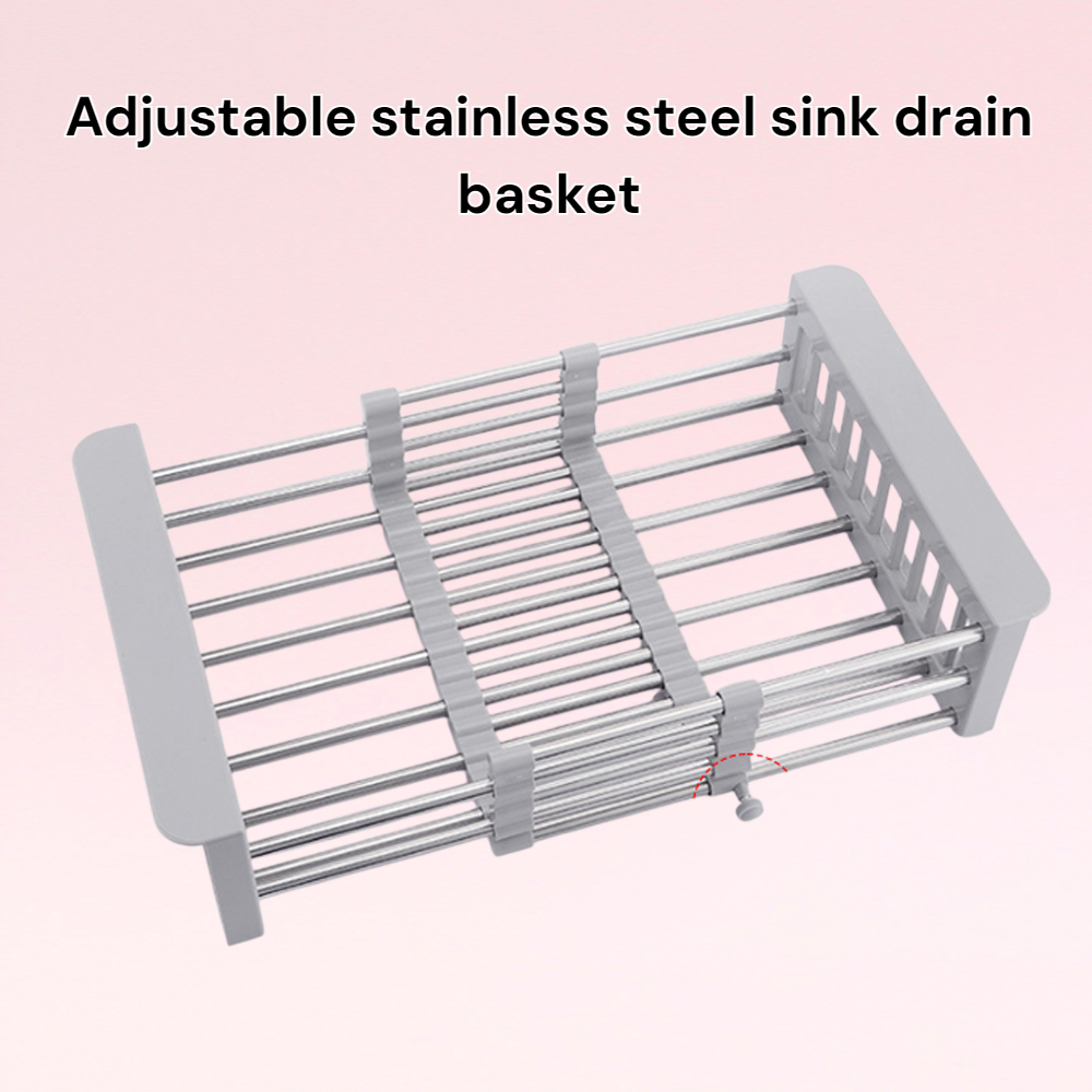 Stainless steel sink drain basket adjustable drain bowl rack multifunctional