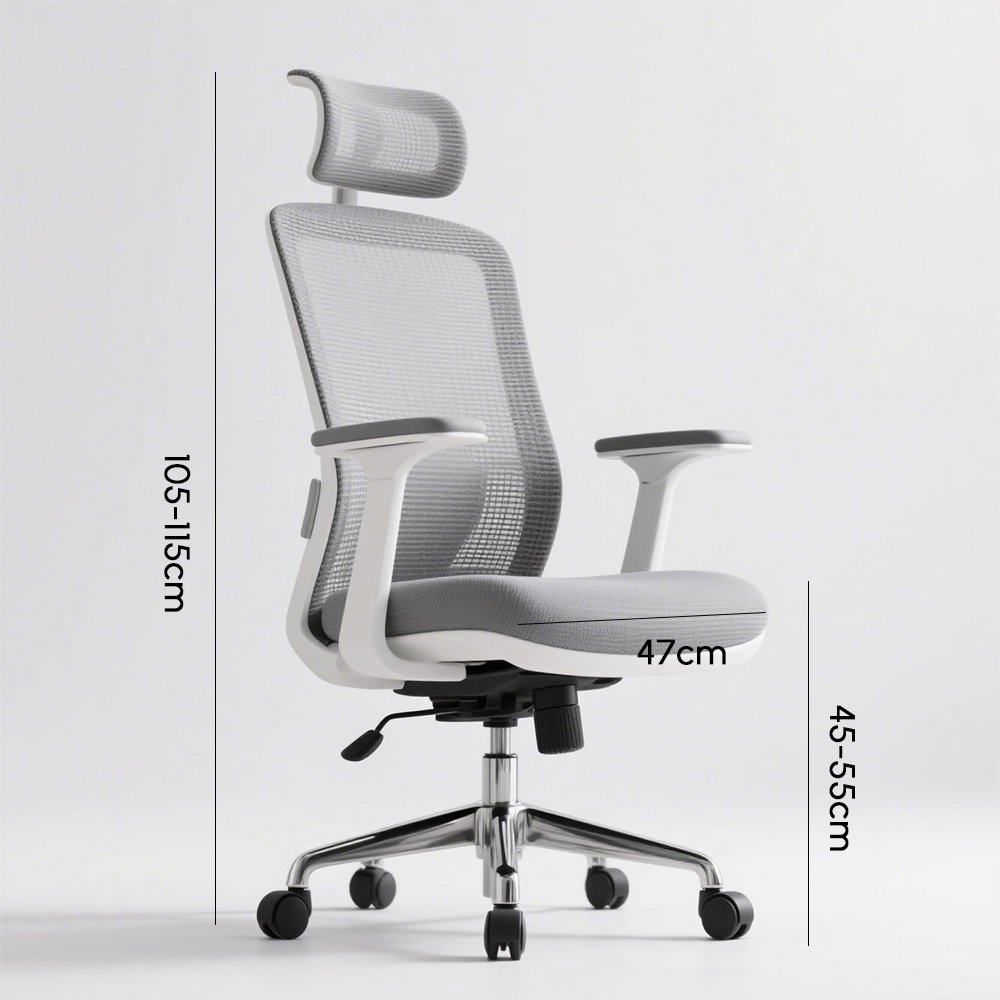 Scaun birou vertical ergonomic alb-crem