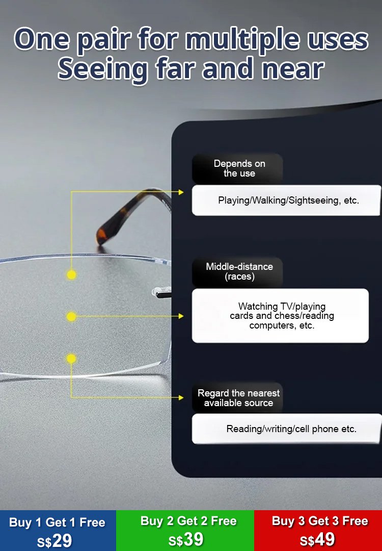 Color changing anti blue light presbyopia glasses