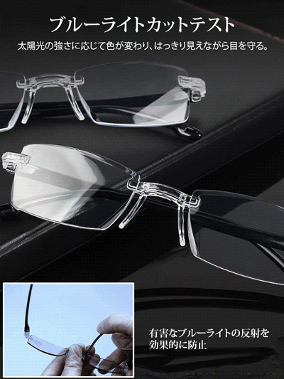 変色ブルーライト防止老眼メガネ 