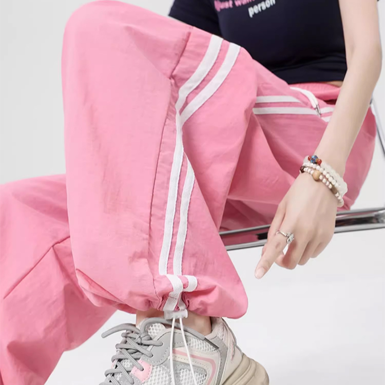 트레이닝 바지 여 와이드 와이드 하이웨스트 무 속바지 여름 미국 카고 바지