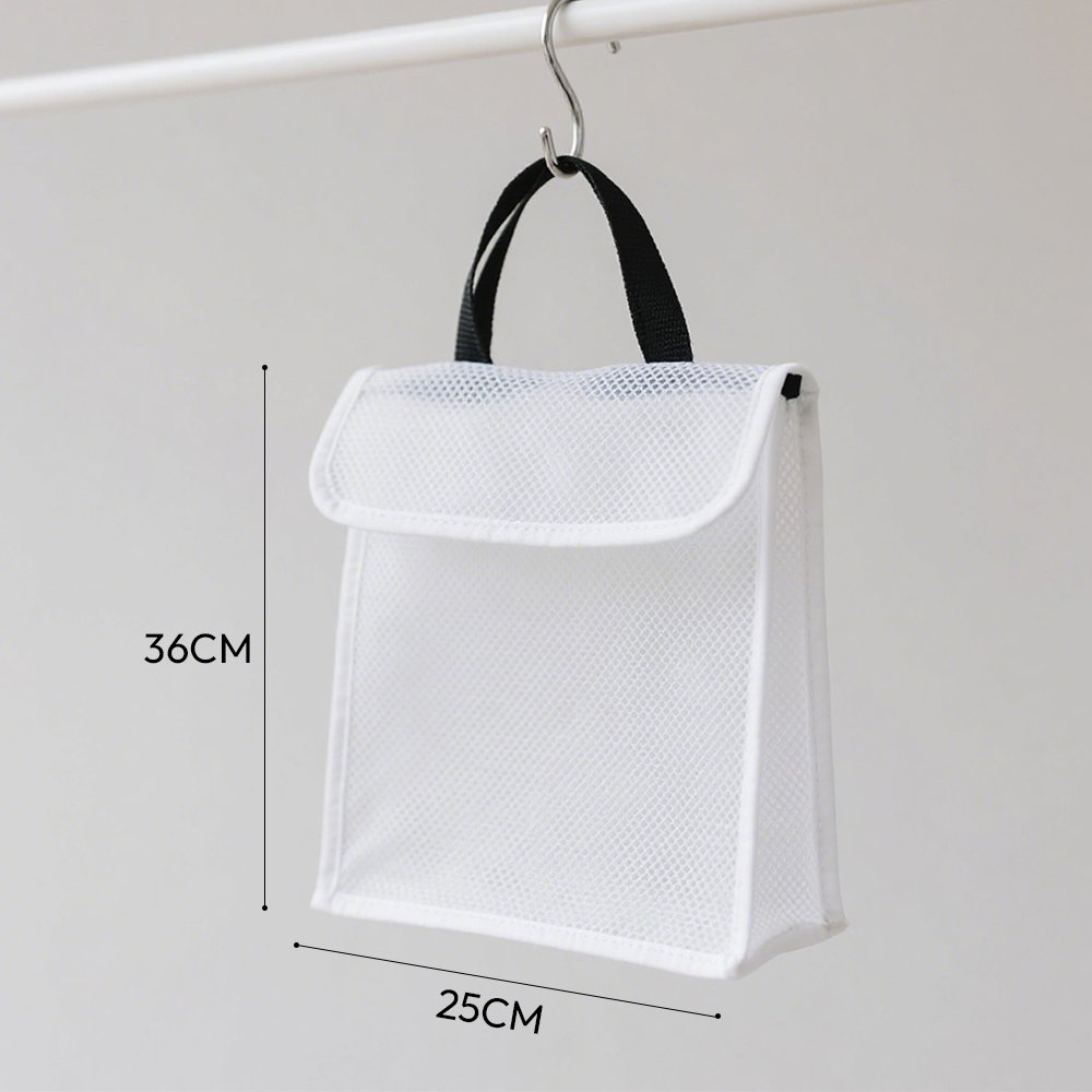 Breathable mesh storage pocket for kitchen and bathroom