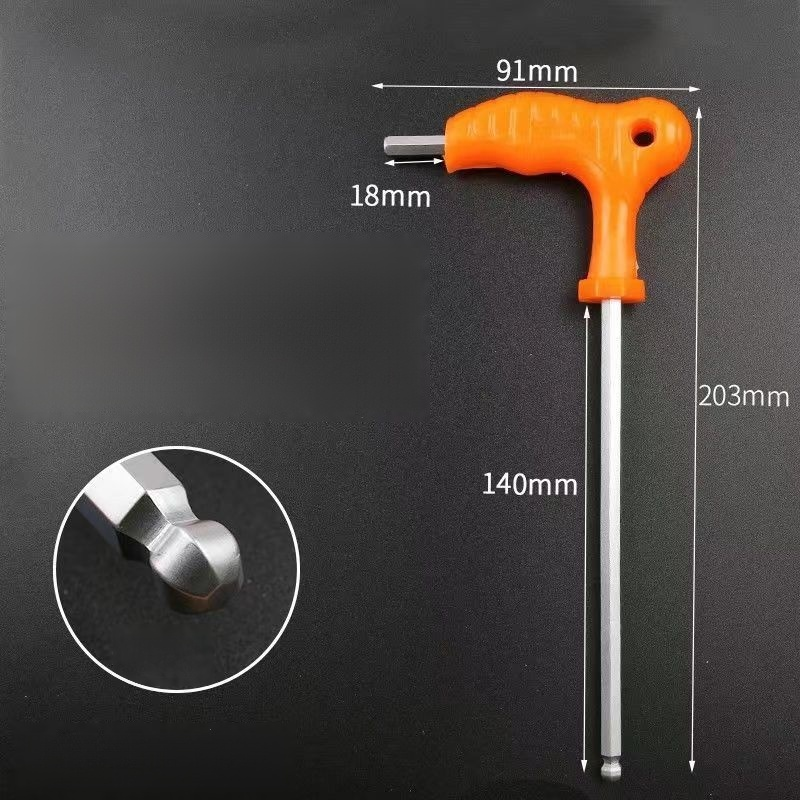 Šestihranný šestihranný klíč 4/5/6 ve tvaru T s plochou hlavou s prodlouženou kulovou hlavou