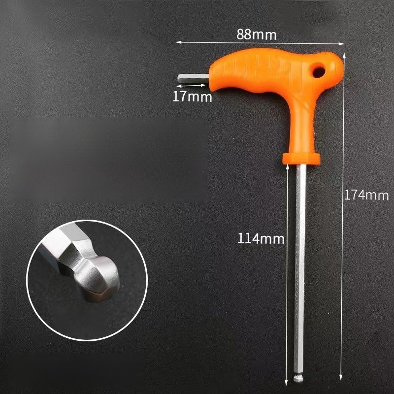 Šestihranný šestihranný klíč 4/5/6 ve tvaru T s plochou hlavou s prodlouženou kulovou hlavou