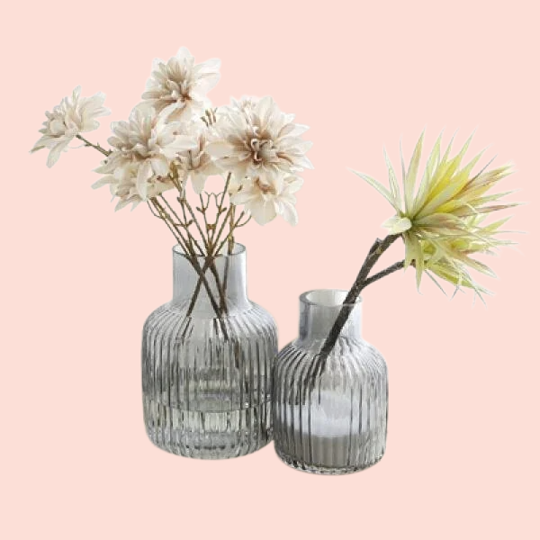 Nordic simple relief glass transparent small vase